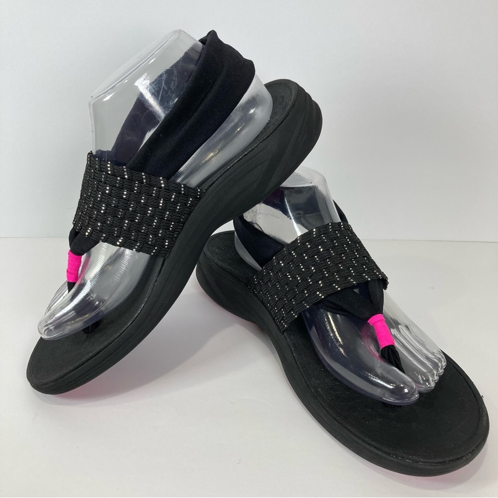 Vionic Serene Tia Pink Black Yoga Sling Back Sandals